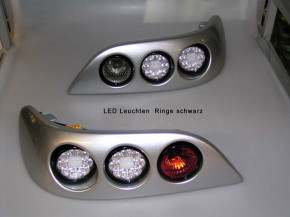 Modulrückleuchten Roadster LED silber mit Kabelsatz / schwarz