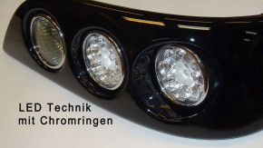 Modulrückleuchten Roadster black LED mit Kabelsatz / Chrom